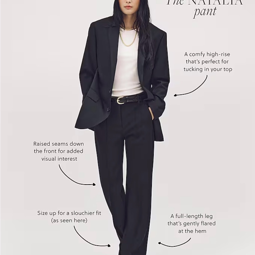 J.Crew Natalia Wide Leg Trousers in 4 season stretch